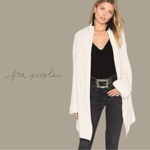 Free People Cream Oversized Knit Cardigan | Boho Slouchy Open Front XS/S